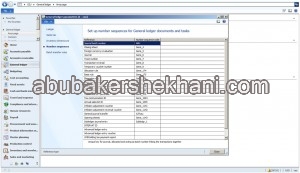 Setup Number Sequence for General Ledger