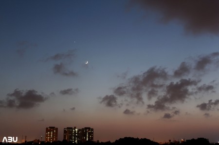Karachi,Pakistan: Moon with Spica, Venus and Saturn on 8th September 2013 Karachi,Pakistan: Moon with Spica, Venus and Saturn on 8th September 2013