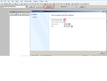 CodeCoverage Turn on Code coverage option in Dynamics AX