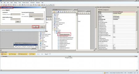 Create Output type menu item and open report