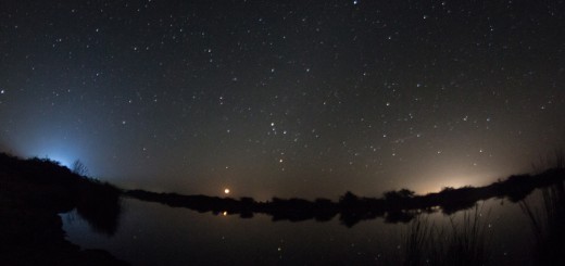 The rising moon and constellation of Scorpio